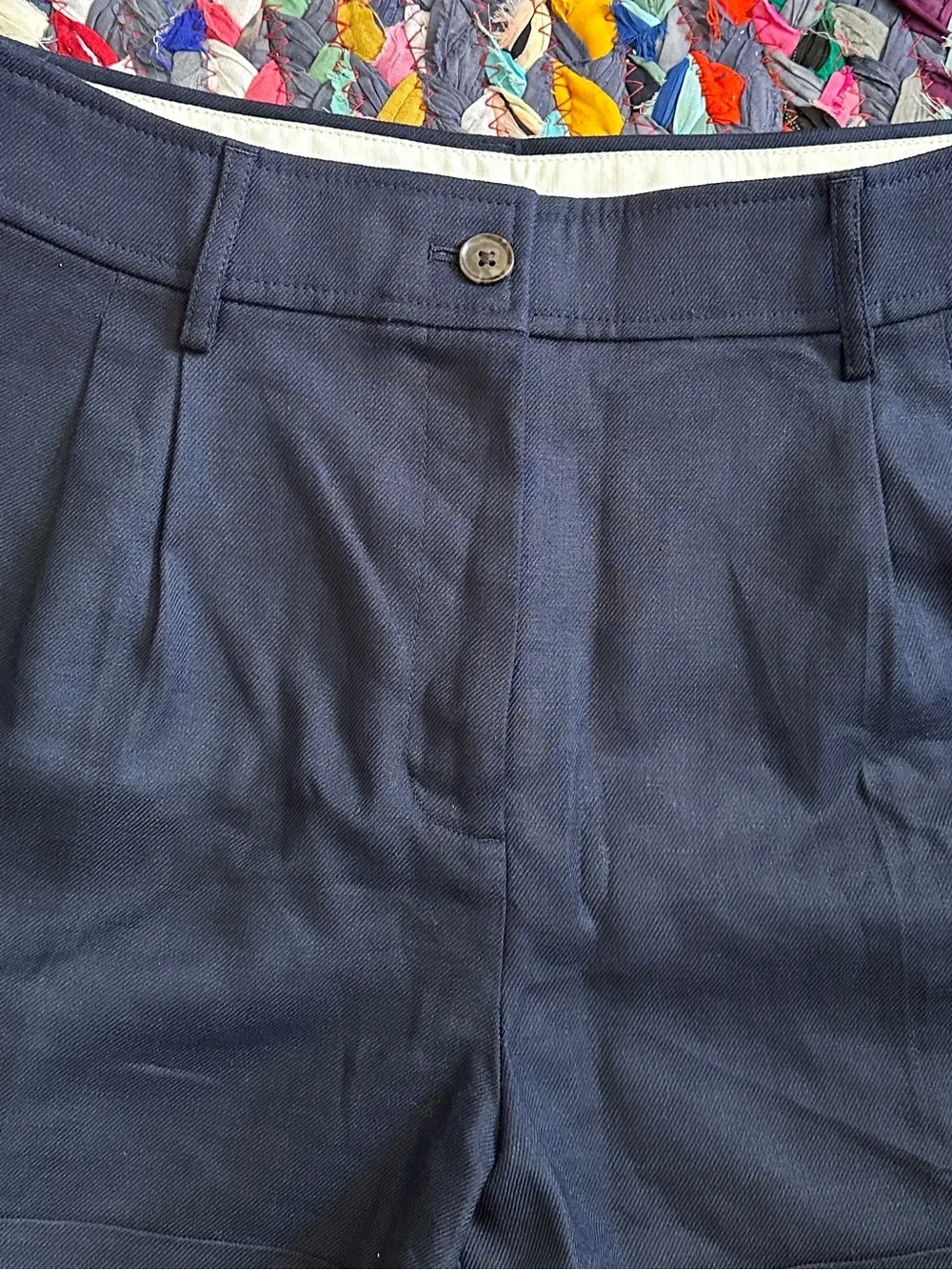 NWT J.Crew Remi Shorts Navy Blue Cuffed Stretch Linen Blend Womens Sz 12 Preppy
